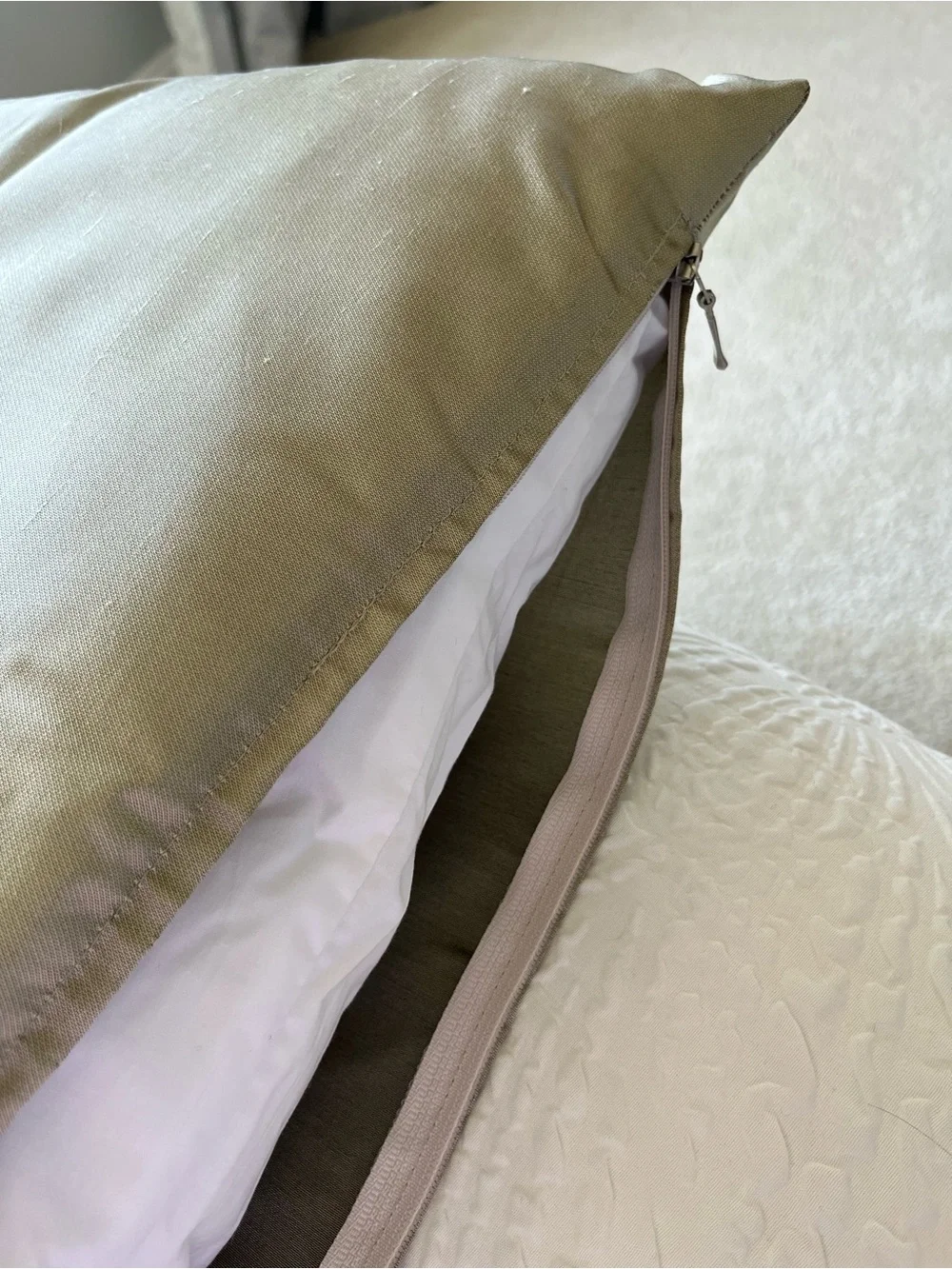 Olive Green Embroidered Monogram Pillow Luxury Designer Sample